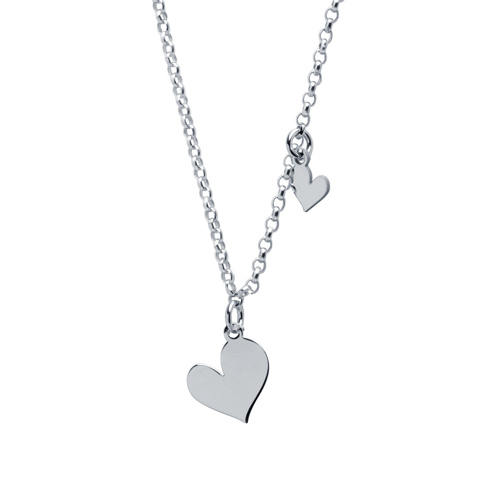 Collar Corazón con charm corazón Plata