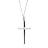 Cadena y Colgante Cruz tubo lisa grande Plata