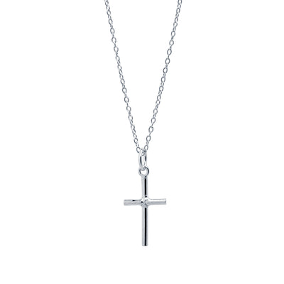 Colgante Cruz Tubo Lisa Pequeña de Plata 925