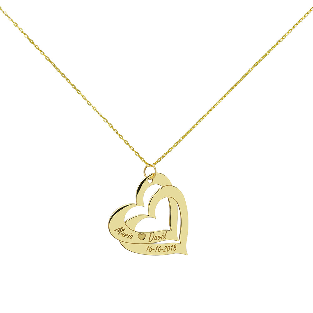 Collar Corazones Grabados San Valentín