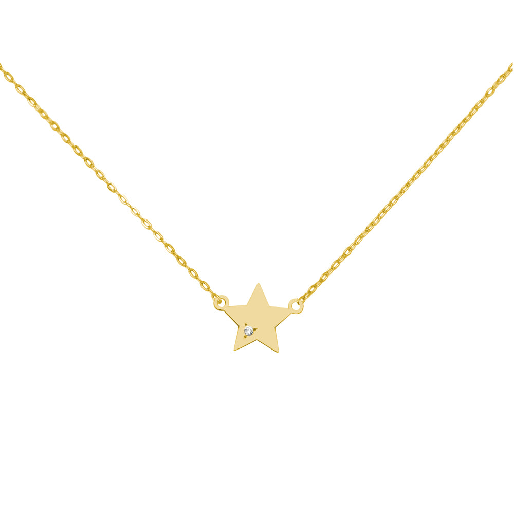 Collar Estrella con Diamante en Oro