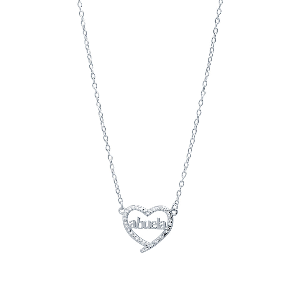 Collar Corazón Calado Circonitas Abuela Plata