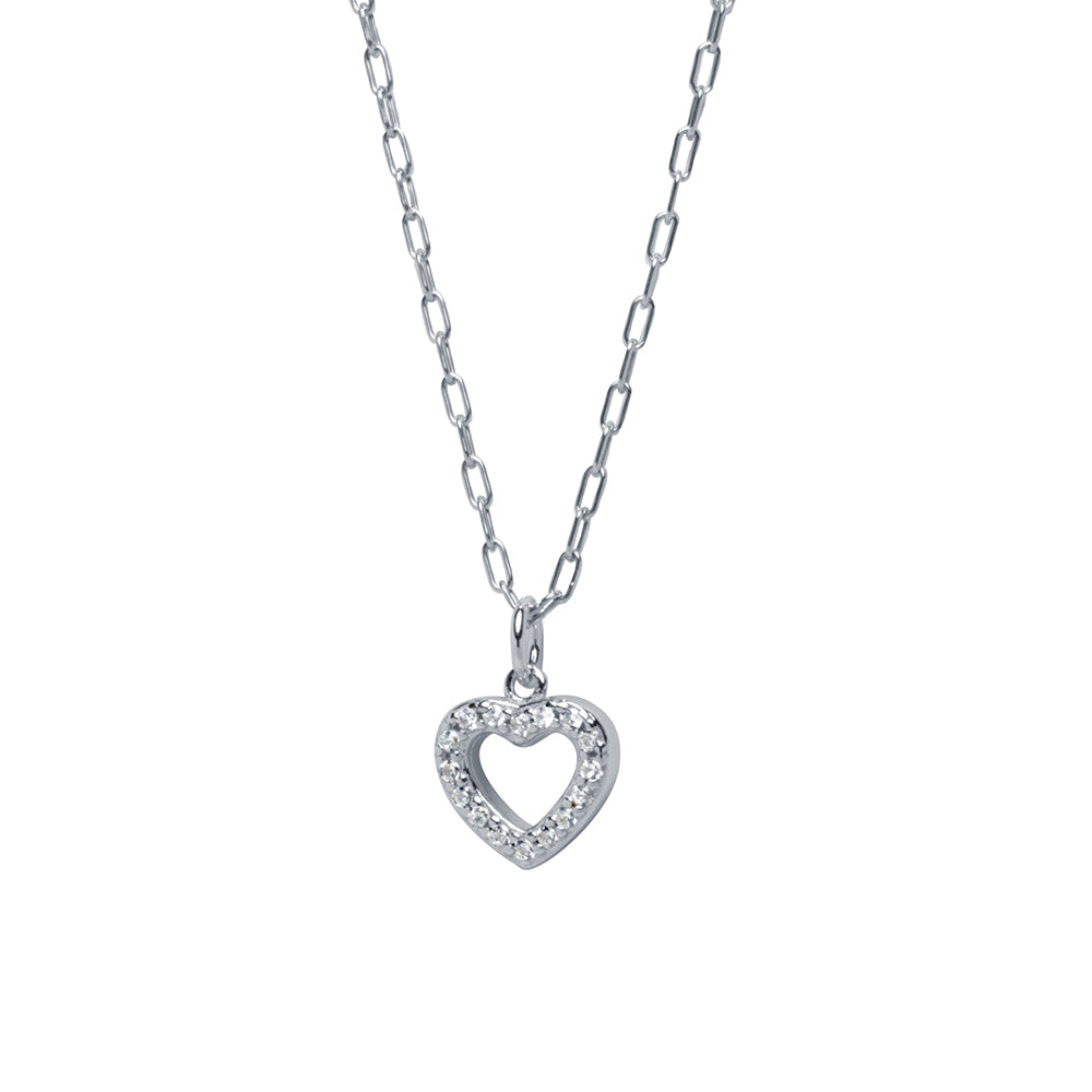 Collar Corazón Circonitas  Silhouette Plata