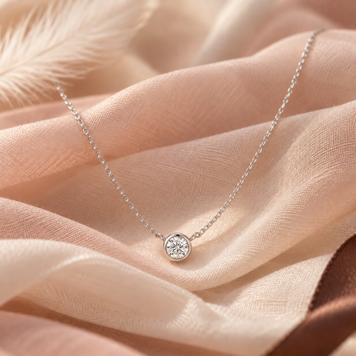 Collar de Plata 925 con Moissanita en Bisel – bodegón
