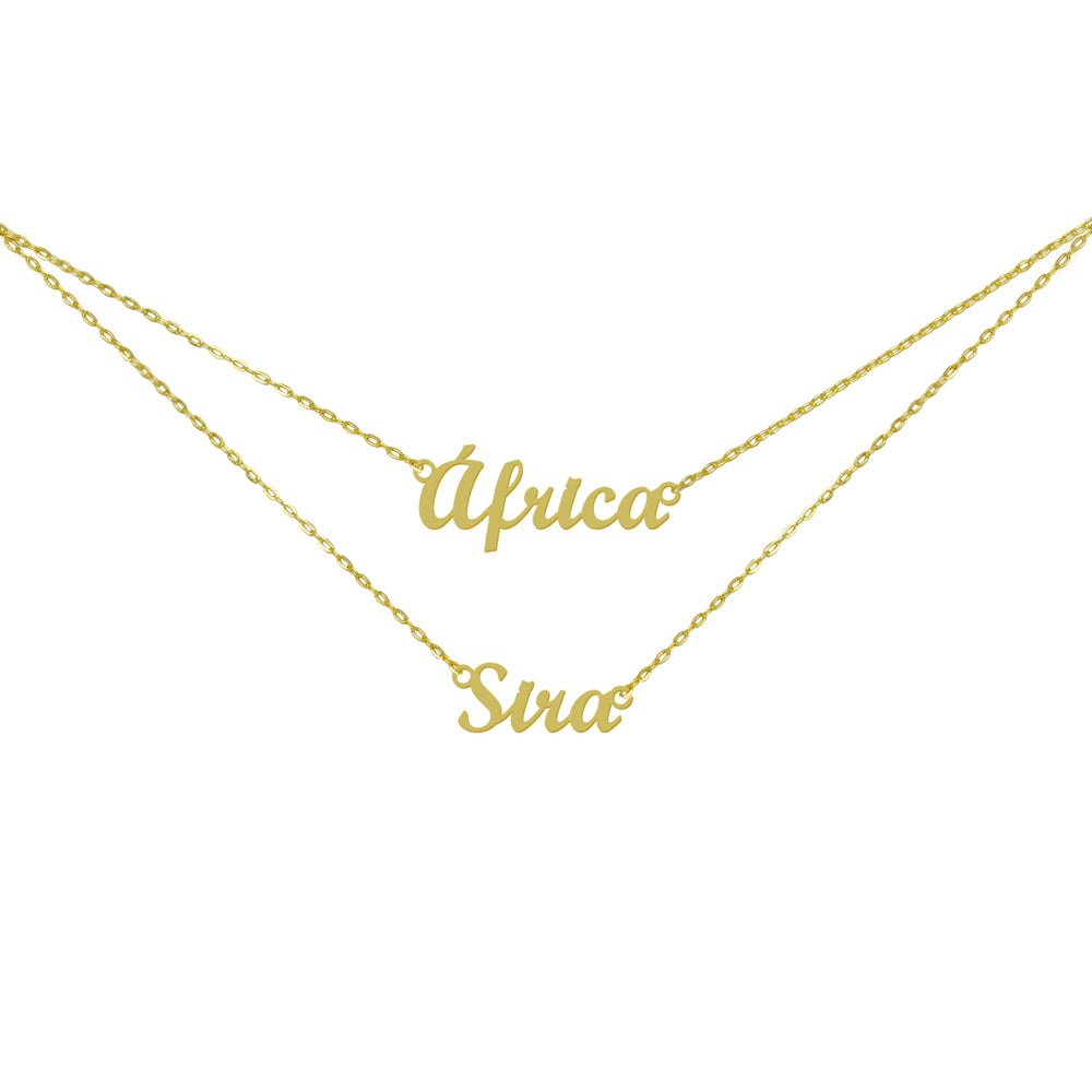 Collar con nombre Doble Circonita Cursiva