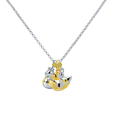 Colgante Familia Patos de Plata 925 Personalizado