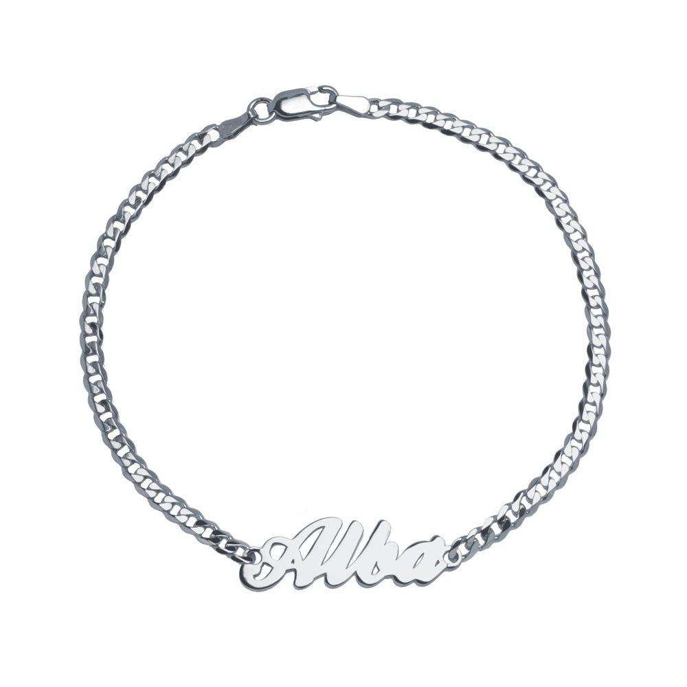 Pulsera con nombre clásico barbada Plata