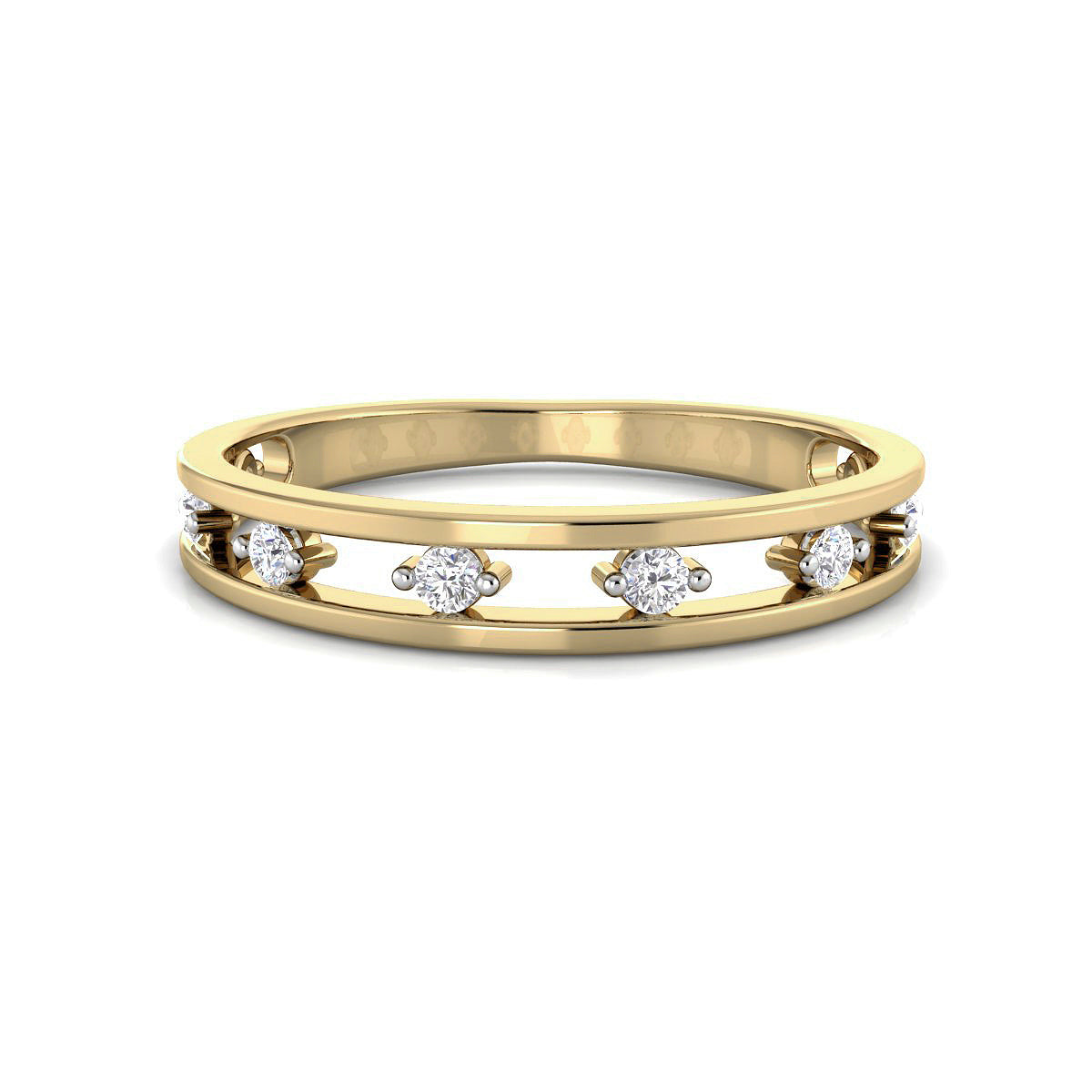 Alianza Media con Diamante de Laboratorio 0,12ct en Plata 925