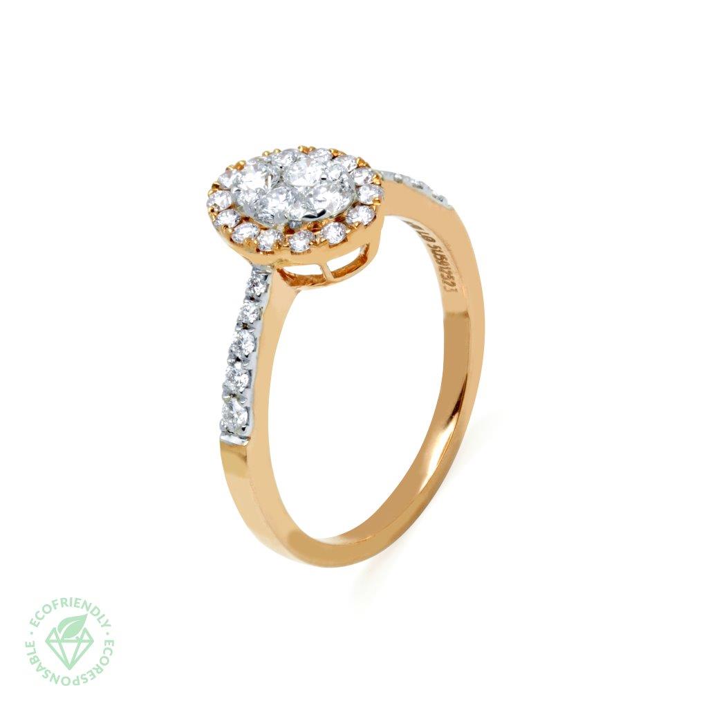 Anillo Diamantes Rosetón Oval 0,54ct. en Oro