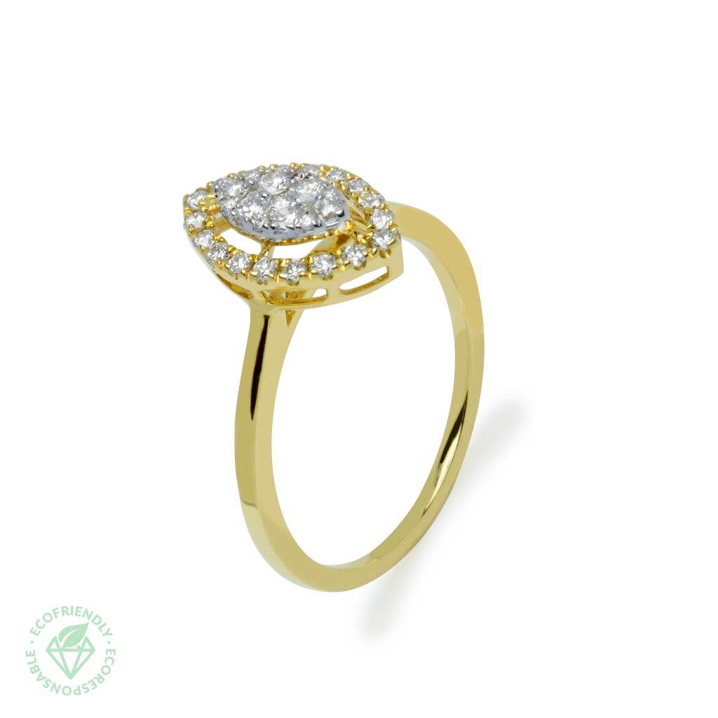 Anillo Diamantes Rosetón Navette 0,31ct. en Oro