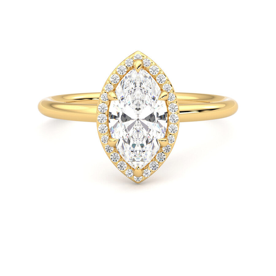Anillo Flamme Halo Diamante y Oro 18k