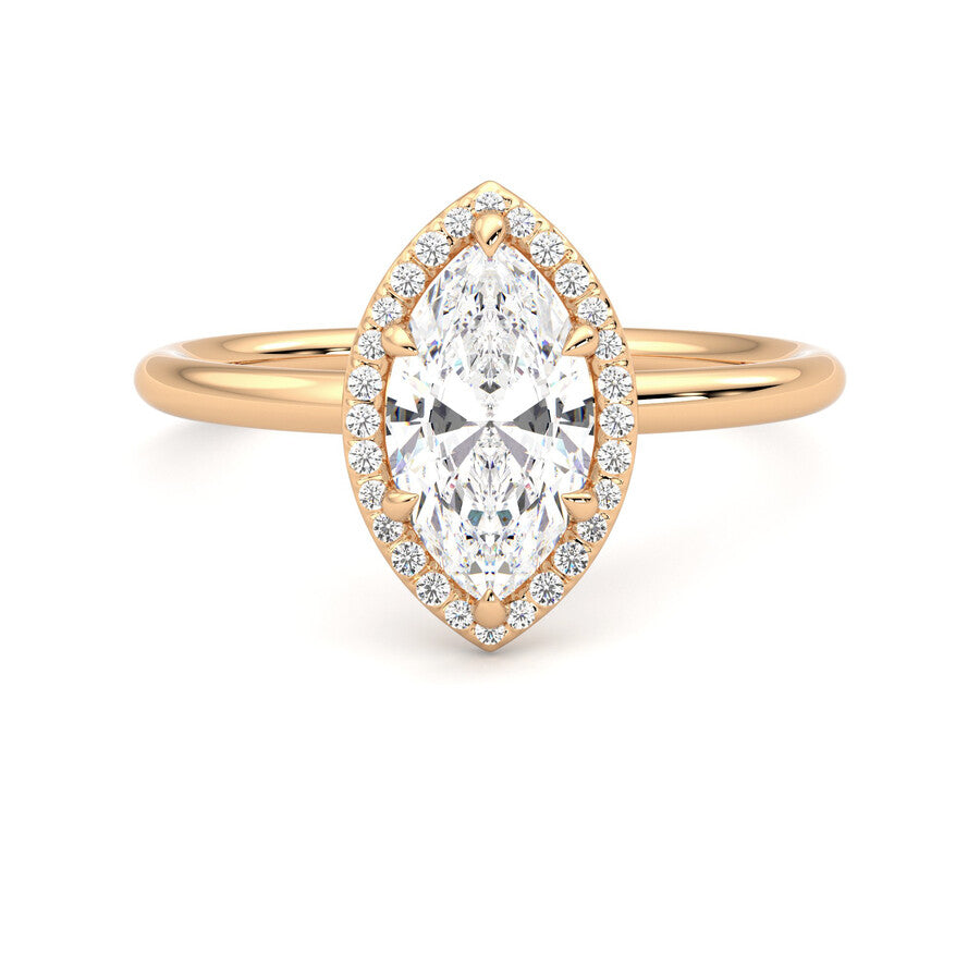 Anillo Flamme Halo Diamante y Oro Rosa 18k