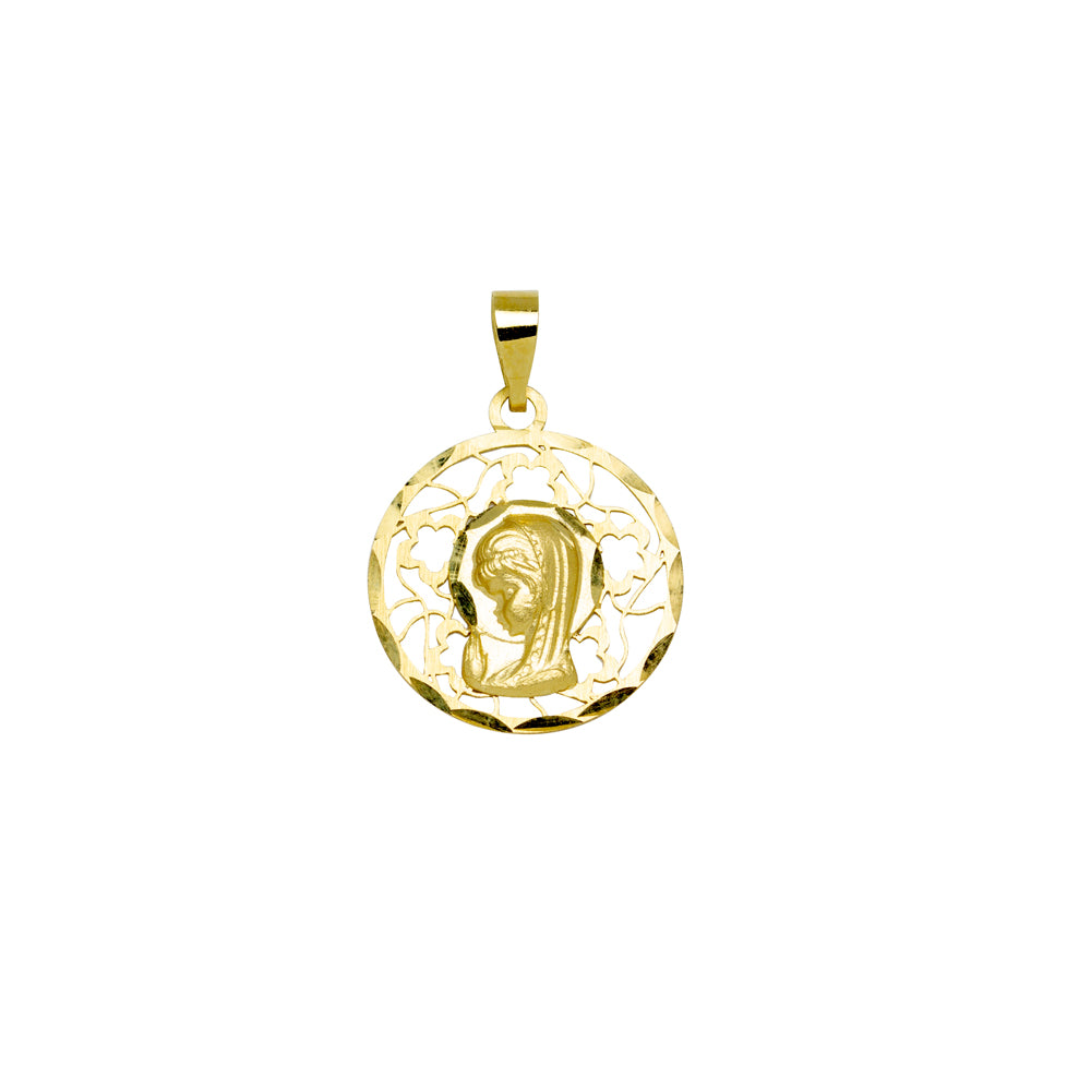 Medalla Redonda Virgen Niña 16mm Oro