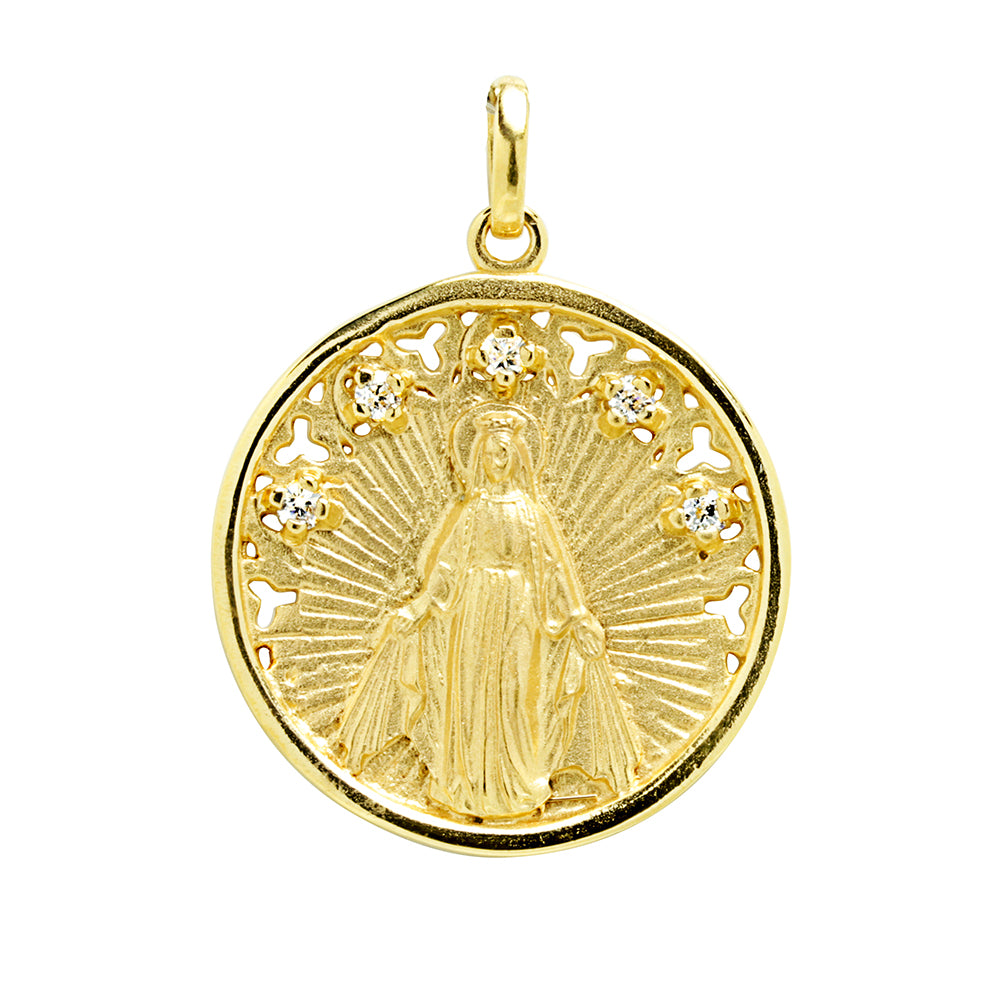 Medalla Virgen Milagrosa 5 Circonitas Plata