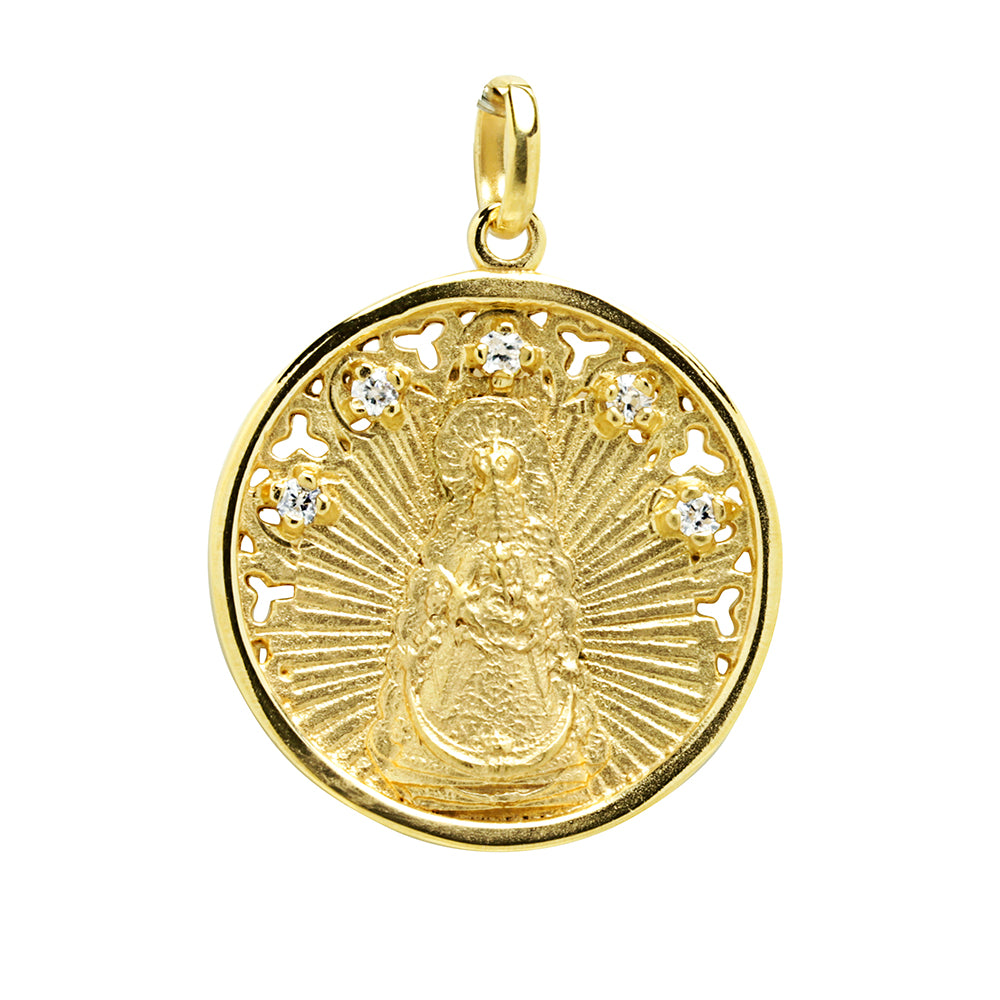 Medalla Virgen del Rocío 5 Circonitas Plata