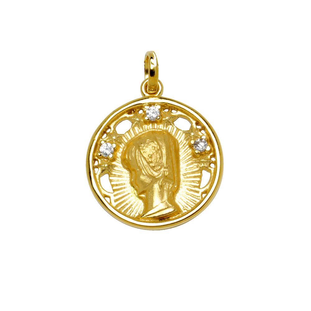 Medalla Virgen Niña 3 Circonitas Plata