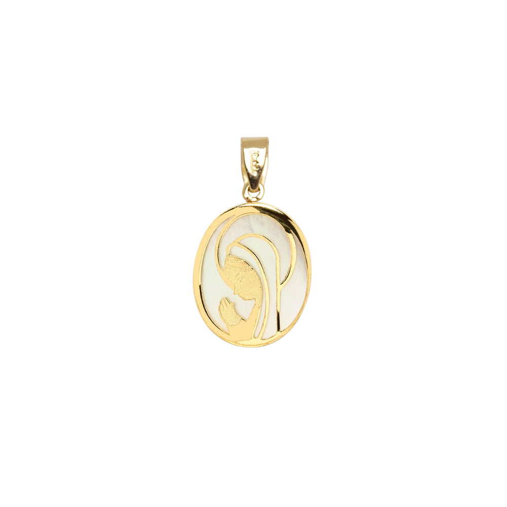 Colgante Virgen Nácar de Oro 9K