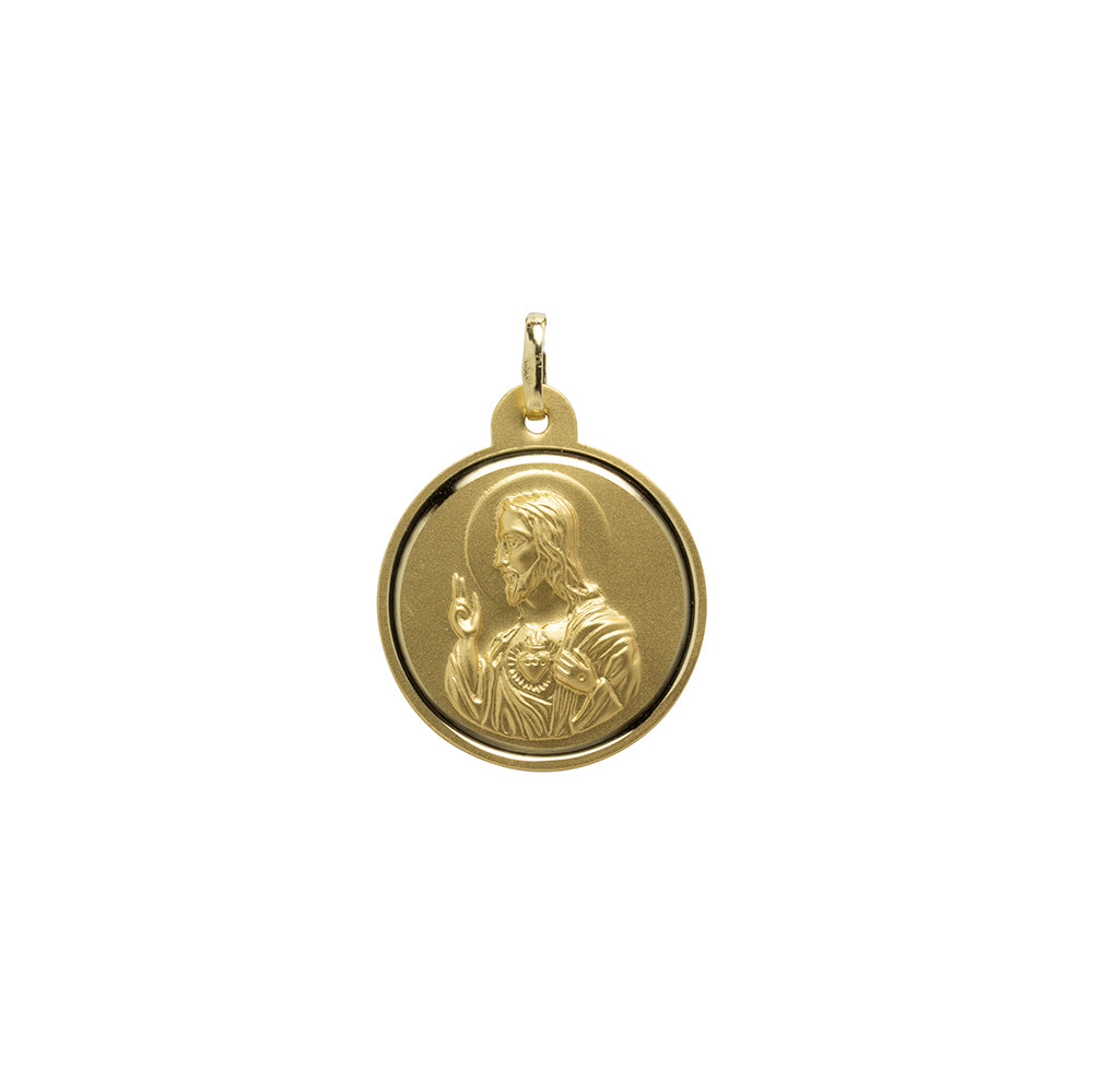 Medalla Virgen del Carmen y Cristo 24mm Oro