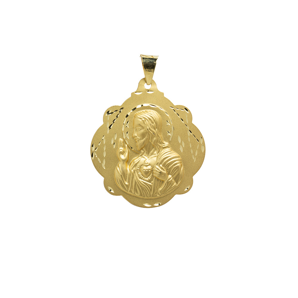 Medalla Virgen del Carmen y Cristo 42mm Oro