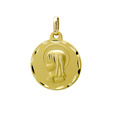Colgante Virgen Niña Tallada de Oro 18K