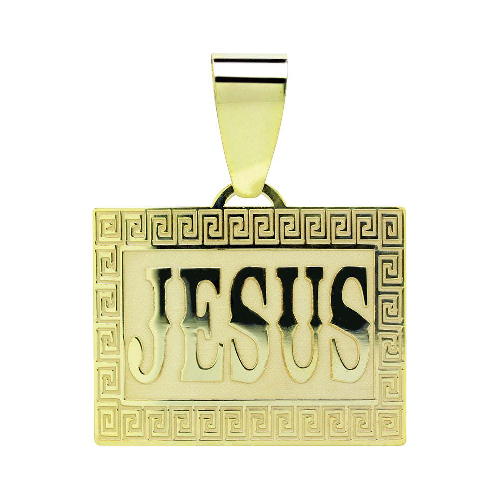 Medalla con Nombre Rectangular Greca Oro