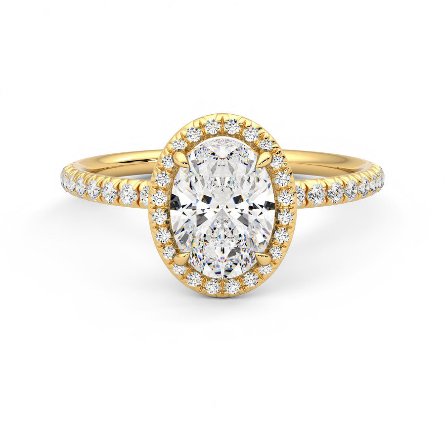 Anillo Lumiere Halo Pavé Diamante y Oro 18k