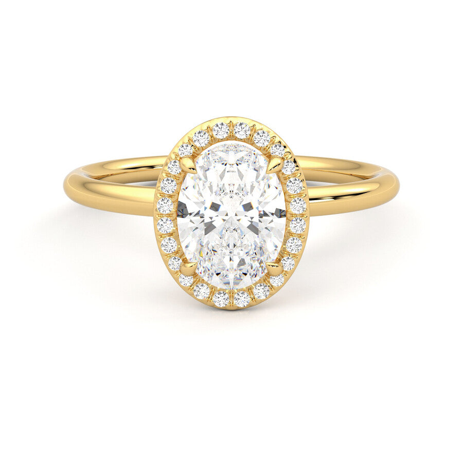 Anillo Lumiere Halo Diamante y Oro 18k