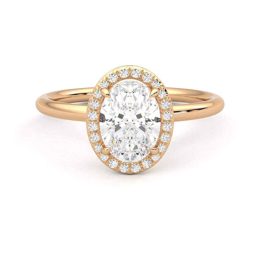 Anillo Lumiere Halo Diamante y Oro Rosa 18k