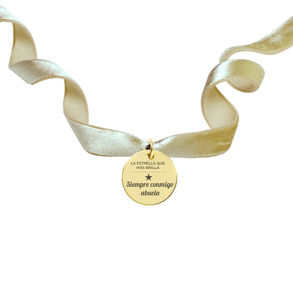 Medalla Ramo Novia Terciopelo Pequeña Oro