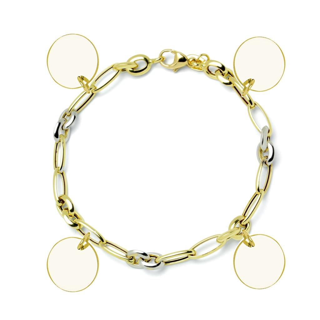 Pulsera Personalizable eslabones ovalados bicolor en Oro
