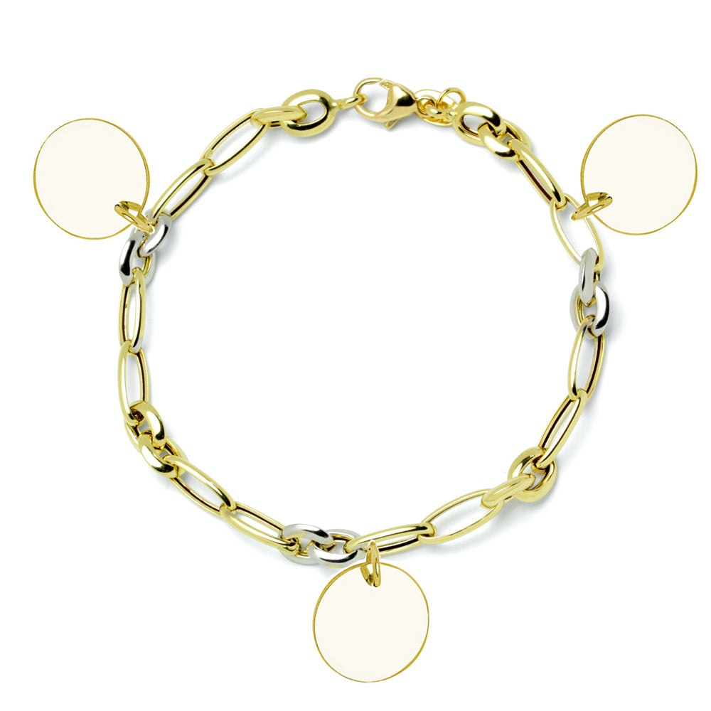Pulsera Personalizable eslabones ovalados bicolor en Oro
