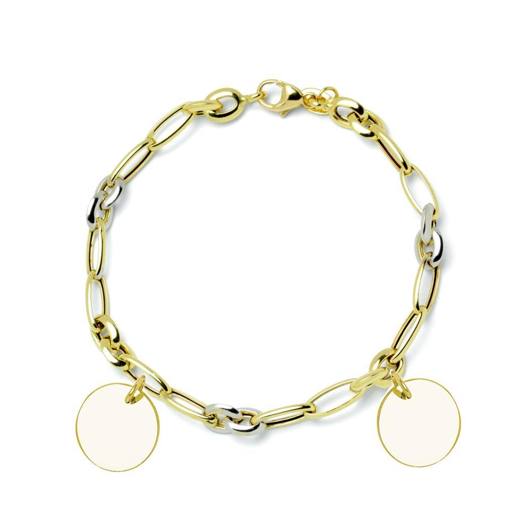 Pulsera Personalizable eslabones ovalados bicolor en Oro