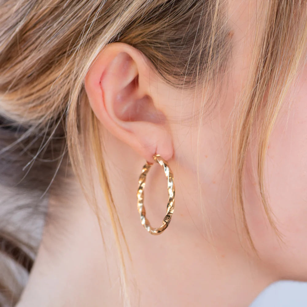 Pendientes Aros Rizados de Oro 9K
