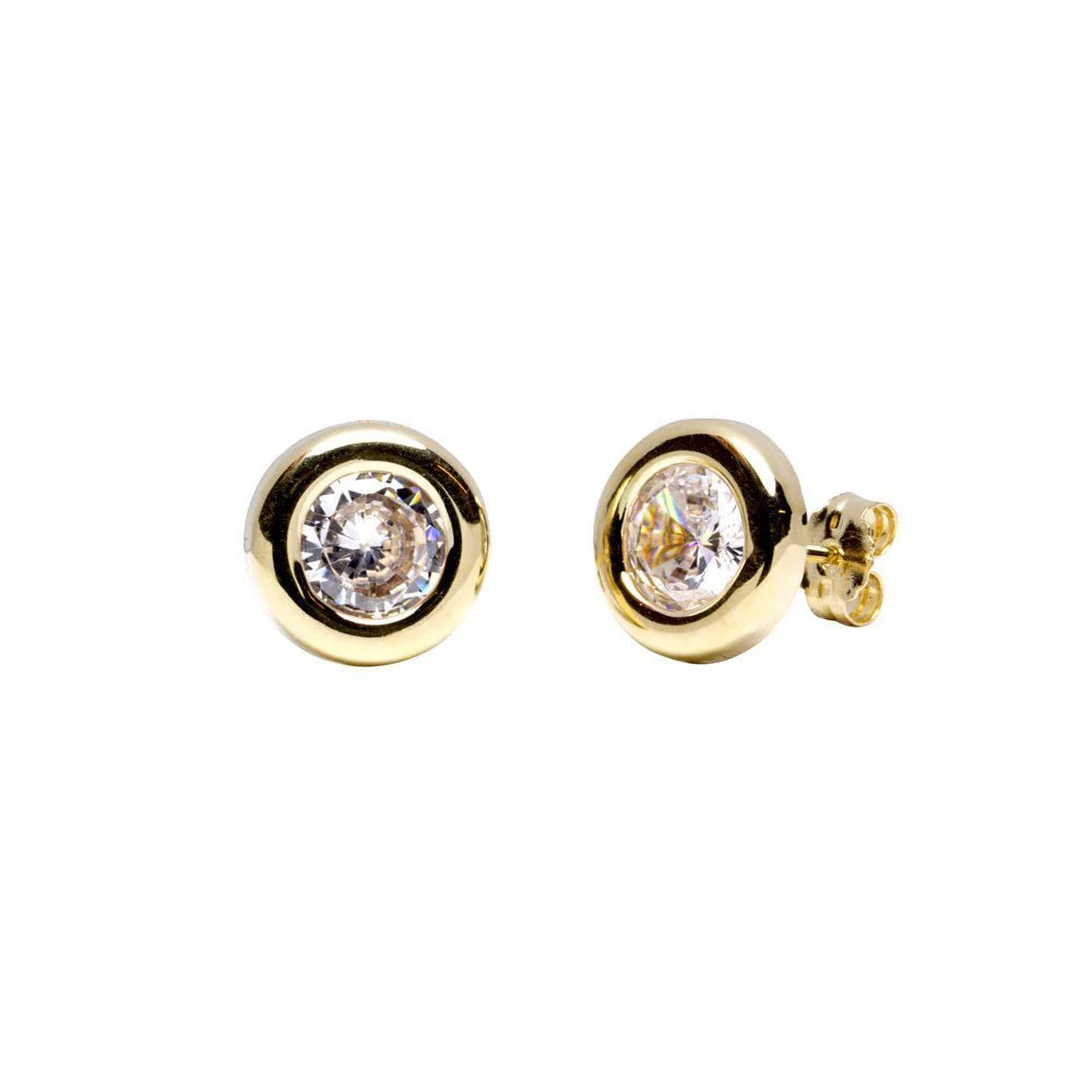 Pendientes Bisel de Oro con Circonita