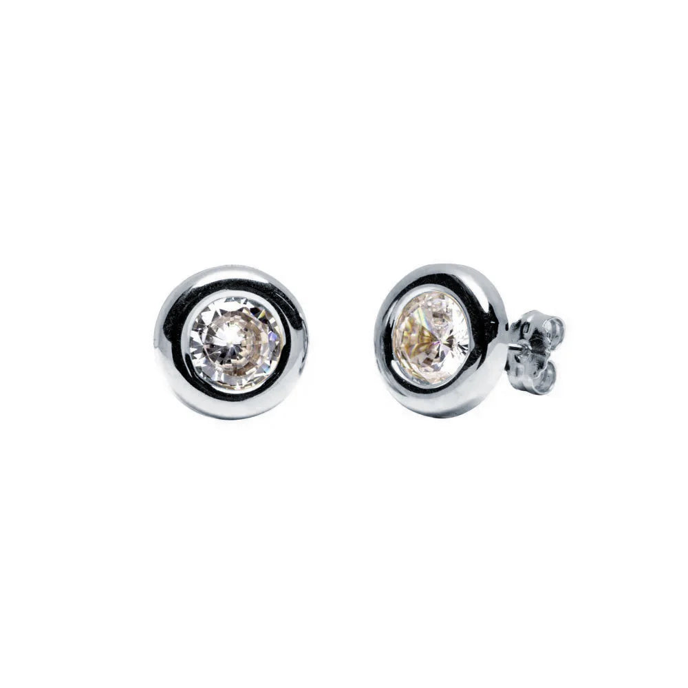 Pendientes Bisel de Oro con Circonita