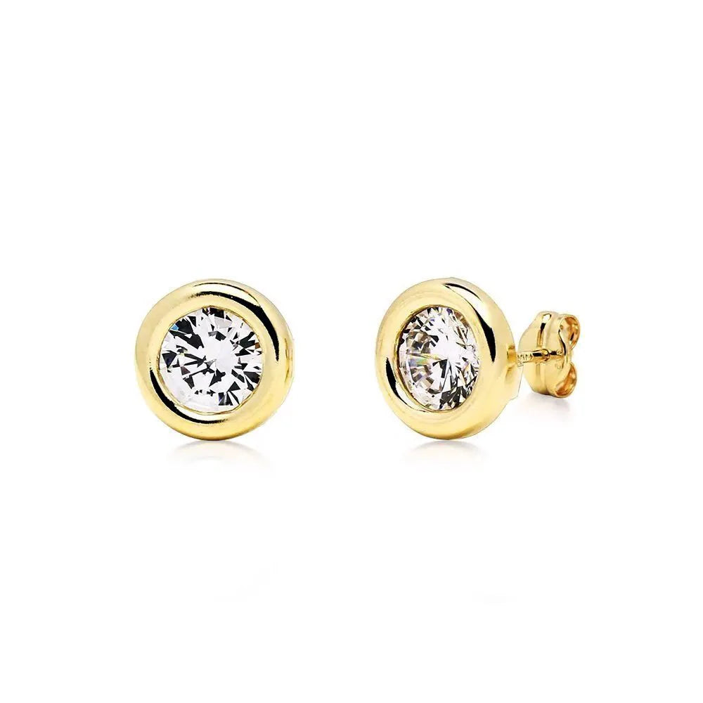 Pendientes Redondos de Oro 18K con Circonitas