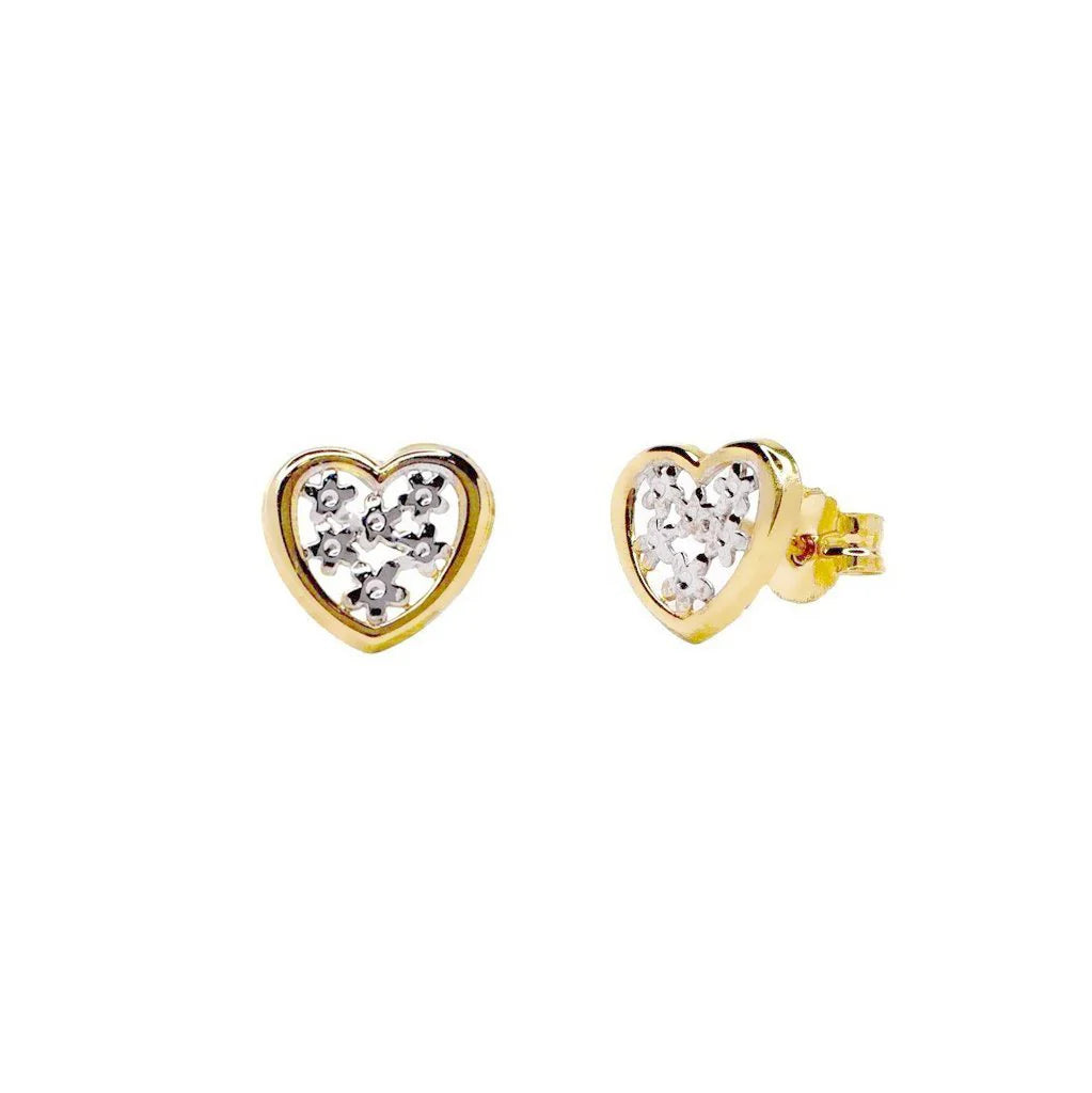 Pendientes Corazón Bicolor de Oro