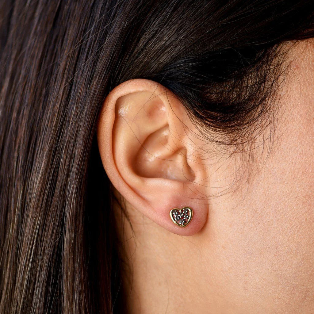 Pendientes Corazón Bicolor de Oro