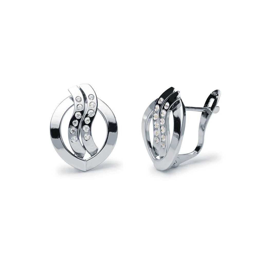 Aretes Ondas de Oro 9K con Circonitas