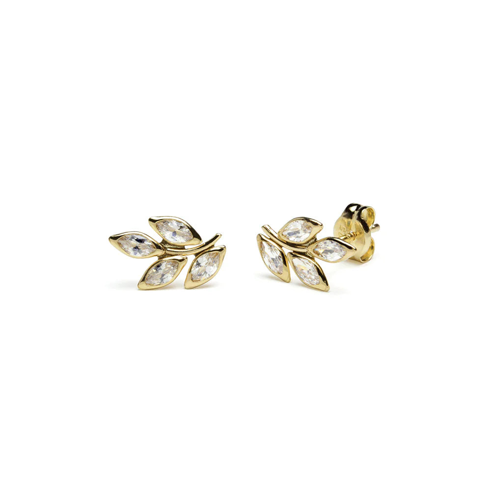 Pendientes Rama de Oro 9K con Circonitas
