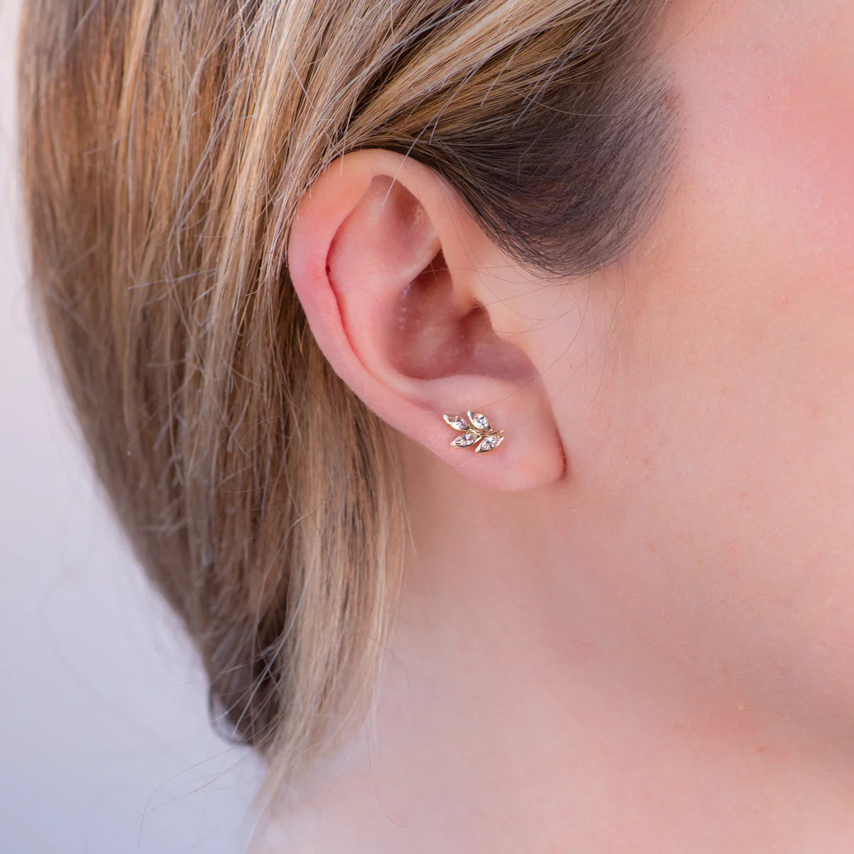 Pendientes Rama de Oro 9K con Circonitas