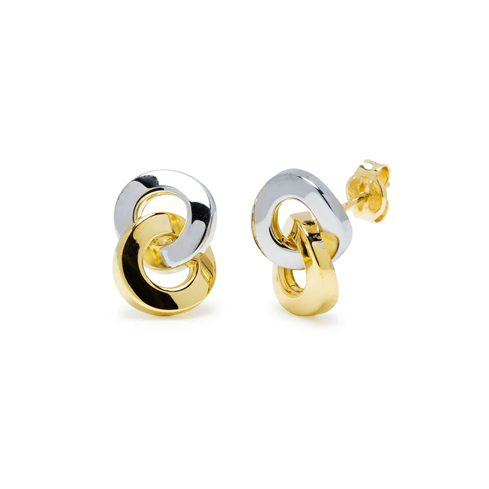 Pendientes Círculos Unidos de Oro 9K Bicolor