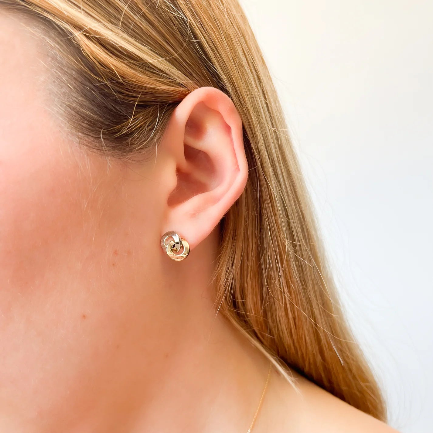 Pendientes Círculos Unidos de Oro 9K Bicolor