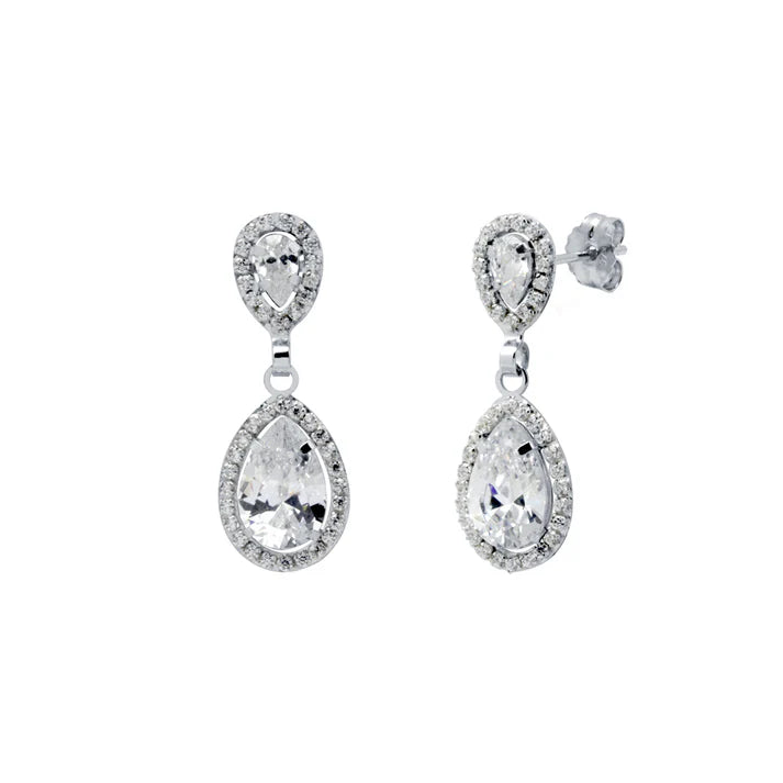 Pendientes Largos de Oro 9K con Circonitas