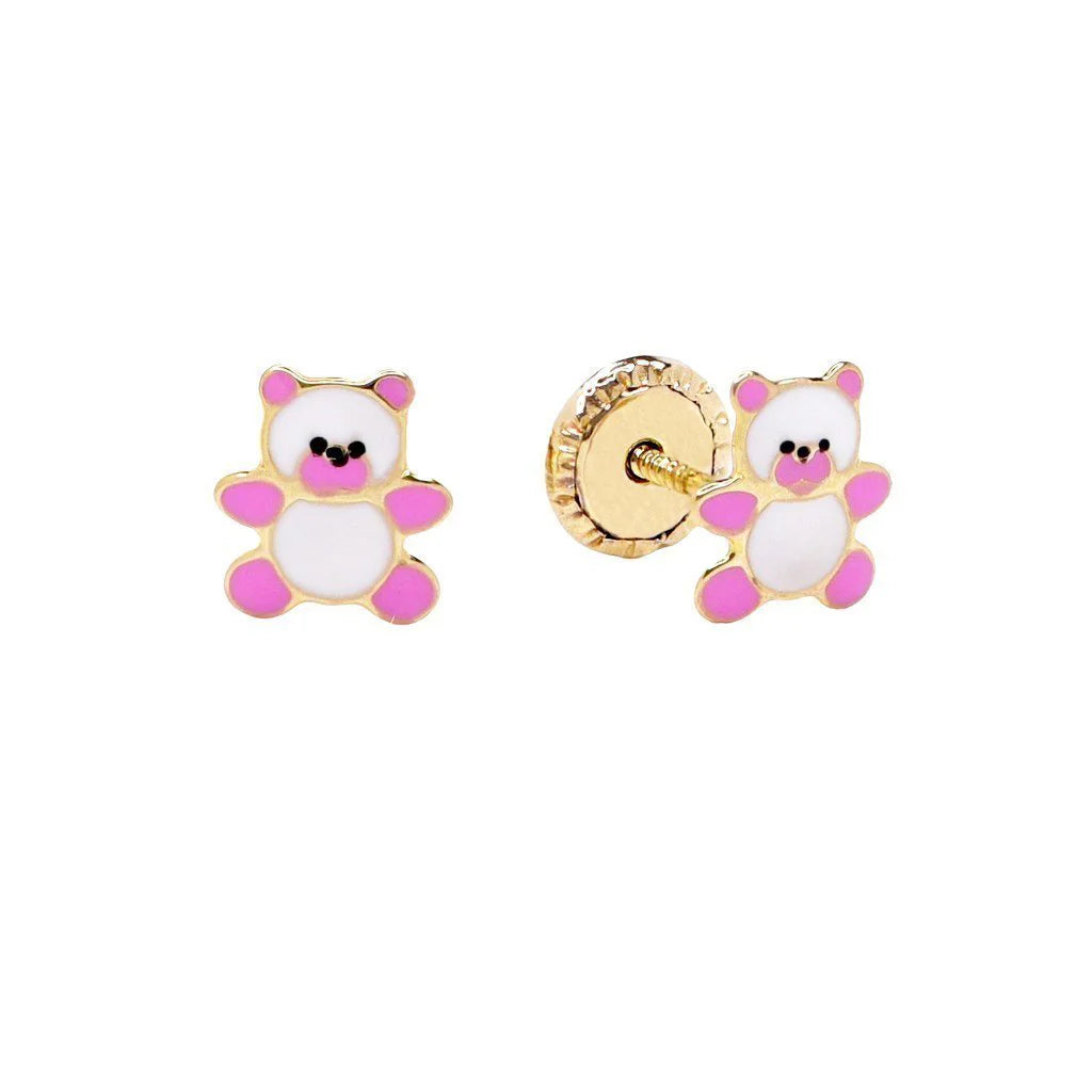 Pendientes Bebés Panda Esmaltado Oro 9k