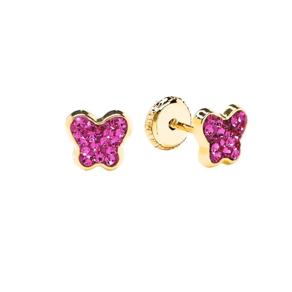 Pendientes Bebés Mariposas Circonitas Rosas