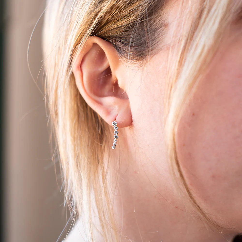 Pendientes Trepadores de Oro 9K con Circonitas