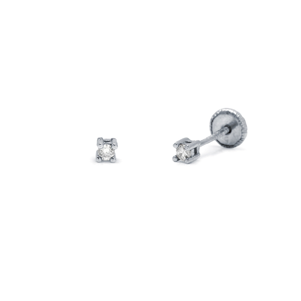 Pendientes Bebés 4 grapas Diamante Natural y Oro 18k
