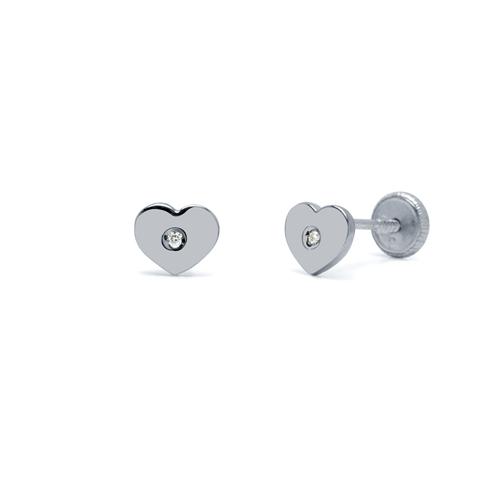 Pendientes Bebés Corazón Diamante Natural y Oro 9k