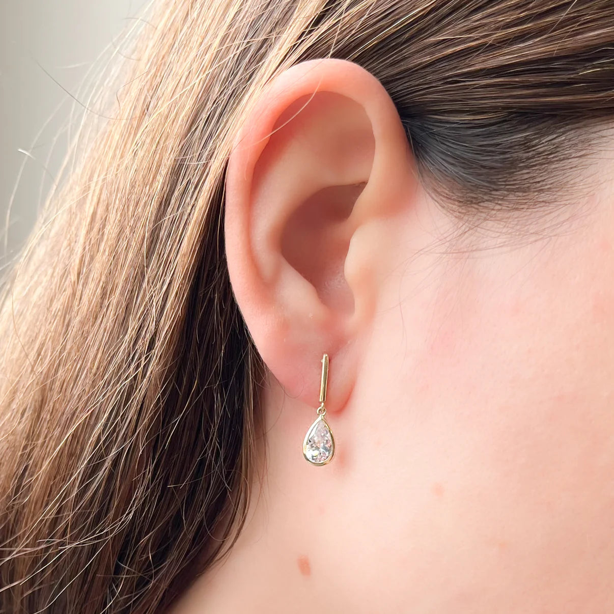 Pendientes Lágrima de Oro con Circonitas